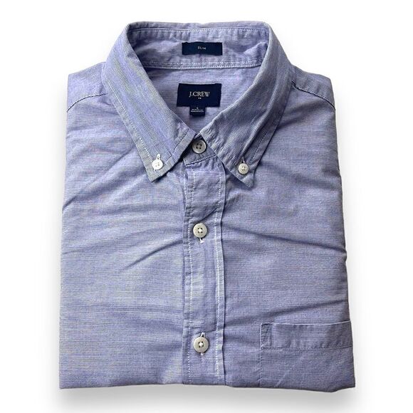 J. Crew Shirt Mens Small S Blue Slim Long Sleeve Button Down Collar Shirt - Picture 1 of 12